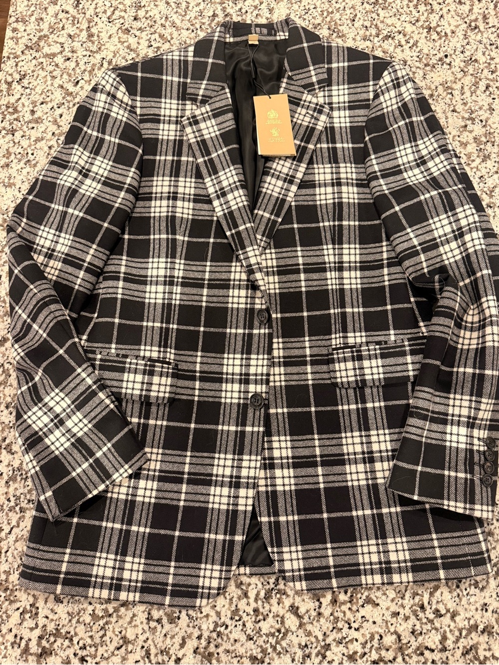 Burberry Black & White Plaid Sport Coat